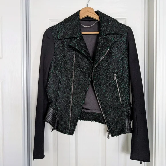 Elie Tahari Francis leather and tweed jacket - Picture 2 of 12